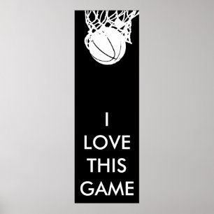 Schwarz-Weiß-Panorama-Basketball-Poster Poster