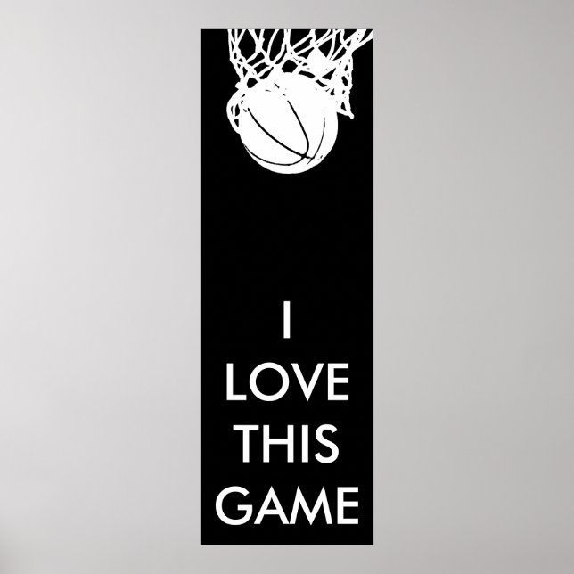 Schwarz-Weiß-Panorama-Basketball-Poster Poster (Vorne)