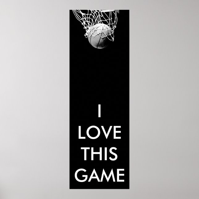 Schwarz-Weiß-Panorama-Basketball-Poster Poster (Vorne)