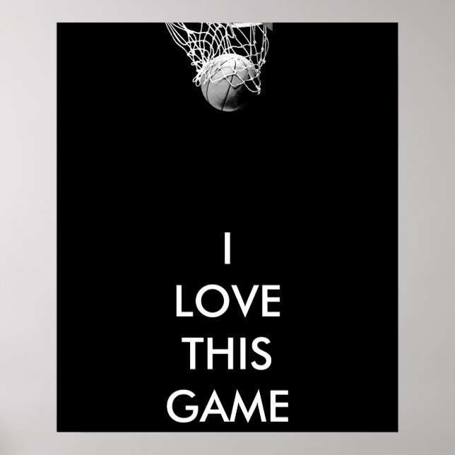 Schwarz-Weiß-Panorama-Basketball-Poster Poster (Vorne)