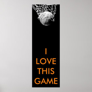 Schwarz-Weiß-Panorama-Basketball-Poster Poster