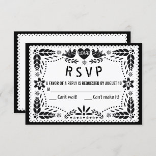Schwarz-Weiß Papel Picado Liebhaber von Vögeln Hoc RSVP Karte
