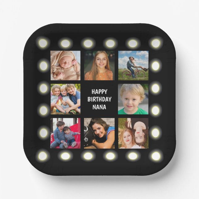 Schwarz-Weiß-Papiertafel für Fotocollage Pappteller (Vorderseite)