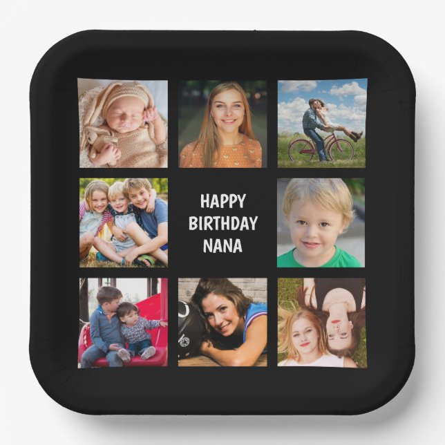 Schwarz-Weiß-Papiertafel für Fotocollage Pappteller (Vorderseite)