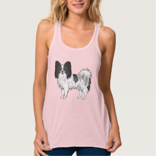Schwarz-weiß Papillon Cartoon-Hund-Illustration Tank Top