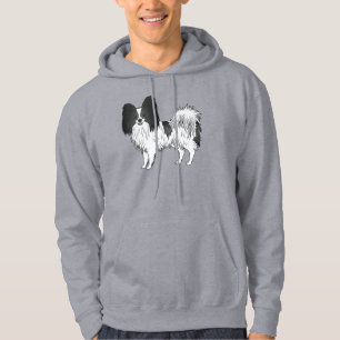 Schwarz-Weiß Papillon Süßer Cartoon-Hund Hoodie