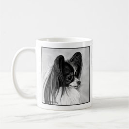 Schwarz-Weiß-Papillon Zeichnend von Glenda Harlan Kaffeetasse