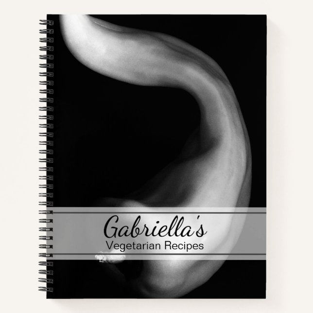 Schwarz-Weiß Paprika vegetarisches Rezept Notizbuch (Vorderseite)