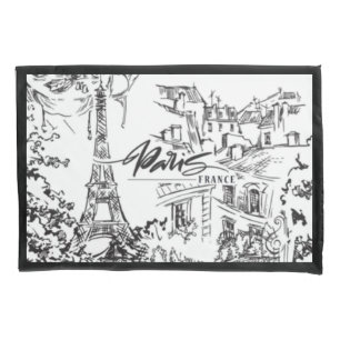 Schwarz-Weiß-Paris-Eiffel-Toile Kissenbezug