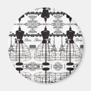 Schwarz-weiß Paris Fashion Mannequin Magnet