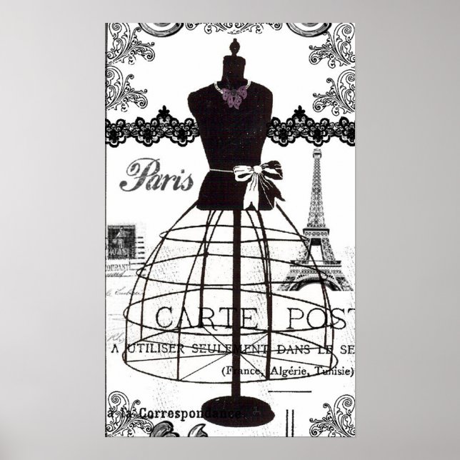 Schwarz-weiß Paris Fashion Mannequin Poster (Vorne)
