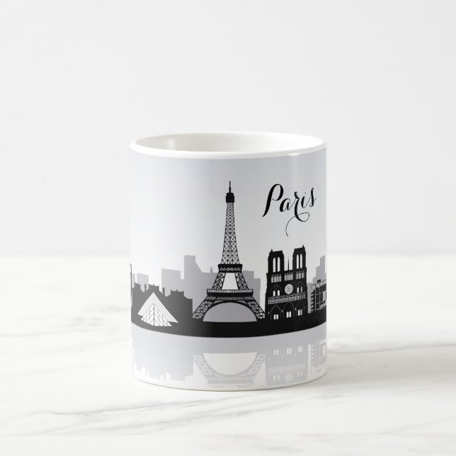 Schwarz-Weiß-Paris-Skyline Tasse (Mittel)