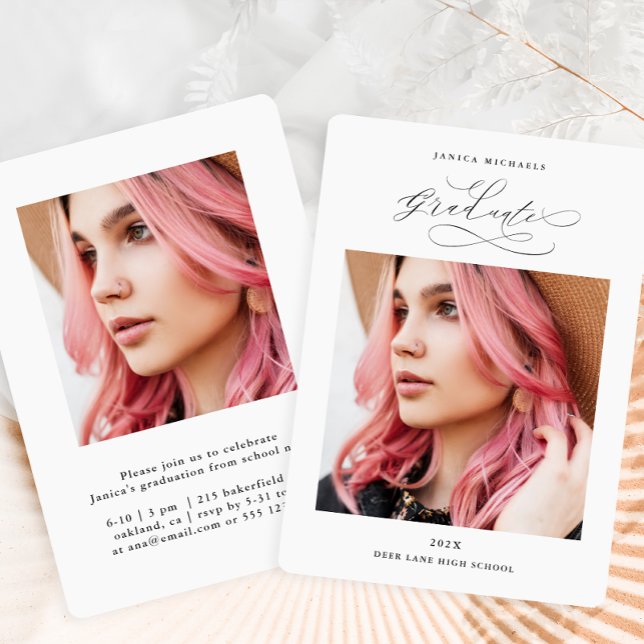 Schwarz-Weiß-Partei mit zwei Fotos Einladung (Von Creator hochgeladen)