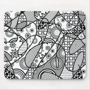 Schwarz-Weiß-Patchworkmuster 01 Mousepad
