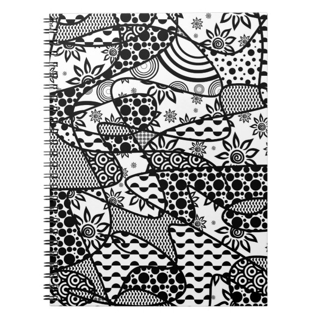 Schwarz-Weiß-Patchworkmuster 03 Notizblock (Vorderseite)