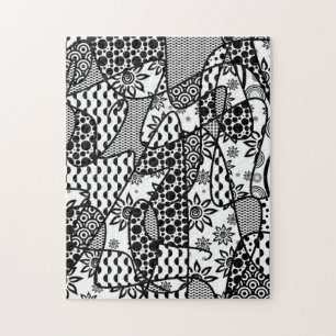 Schwarz-Weiß-Patchworkmuster 03 Puzzle