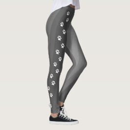 Schwarz-Weiß-Paw Print Diagonal Strip Workout Leggings