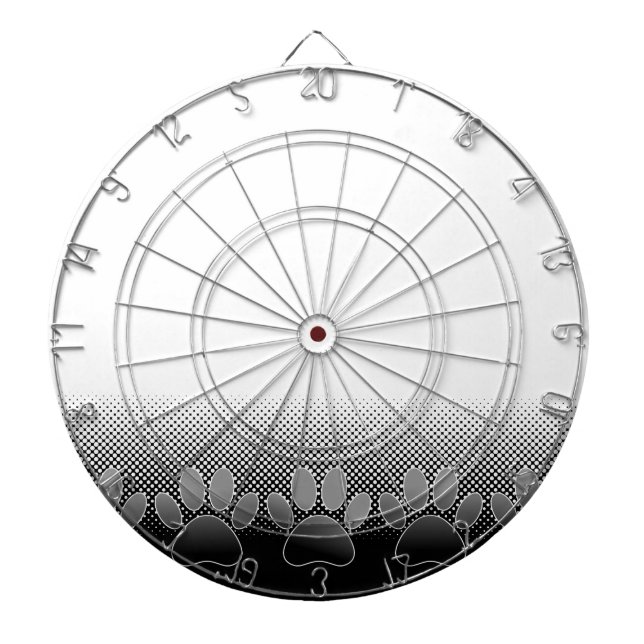 Schwarz-Weiß-Paws-Hintergrund Dartscheibe (vorne)