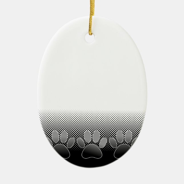 Schwarz-Weiß-Paws-Hintergrund Keramik Ornament (Vorne)
