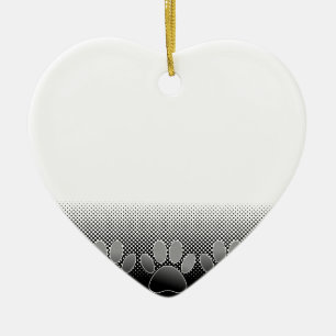 Schwarz-Weiß-Paws-Hintergrund Keramik Ornament