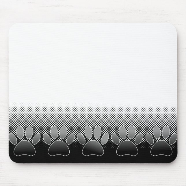 Schwarz-Weiß-Paws-Hintergrund Mousepad (Vorne)