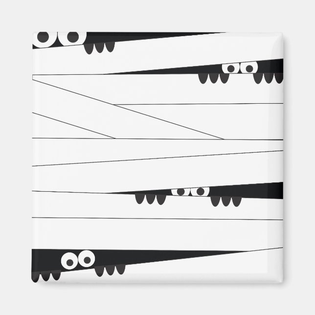 Schwarz-weiß Peeking Mummy Halloween Spaß Magnet (Vorne)
