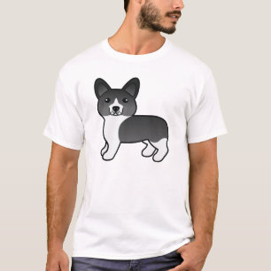 Schwarz-Weiß-Pembroke Wal Corgi Cartoon Dog T-Shirt