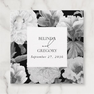 Schwarz-Weiß-Peonies-Hochzeit Geschenkanhänger
