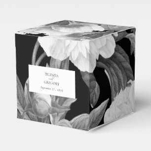 Schwarz-Weiß-Peonies-Hochzeit Geschenkschachtel