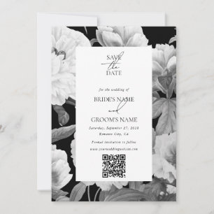 Schwarz-Weiß-Peonies-Hochzeit Save The Date