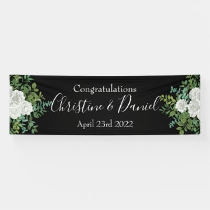 Schwarz-Weiß-Peony-Hochzeit mit Rose Banner