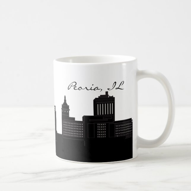 Schwarz-Weiß-Peoria, Illinois-Skyline Tasse (Rechts)