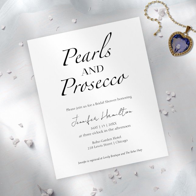 Schwarz-Weiß-Perlen und Prosecco-Brautparty (Von Creator hochgeladen)