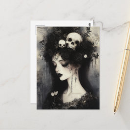 Schwarz-Weiß-Persephone-Königin der Unterwelt Postkarte