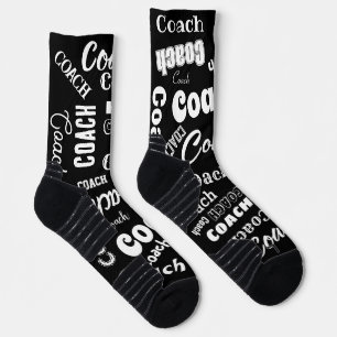Schwarz-Weiß Personalisiert Coach Geschenk Name Ku Socken