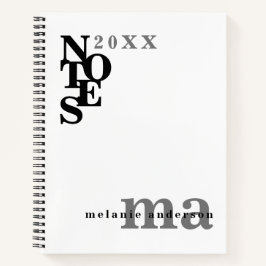 Schwarz-Weiß-Personalisiert Moderne Minimalistisch Notizbuch