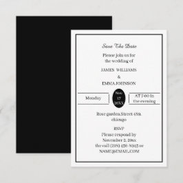 Schwarz-Weiß-Personalisiert Save The Date