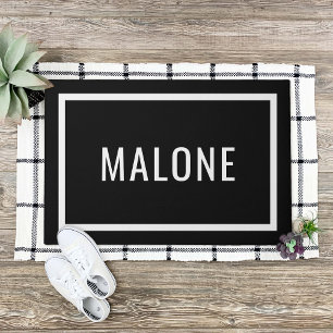 Schwarz-Weiß-Personalisierte Familienname Doormat Fußmatte