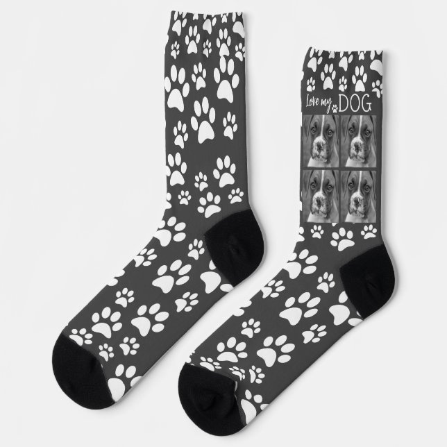 Schwarz-Weiß-Personalisierte Socken - Bild für Hau (Linkes Detail)