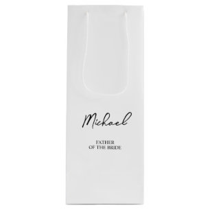 Schwarz & Weiß Personalisierter Name Hochzeitsfeie Geschenktüte Für Weinflaschen