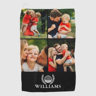 Schwarz-Weiß personalisierter Name Monogramm 4 Fot Golfhandtuch