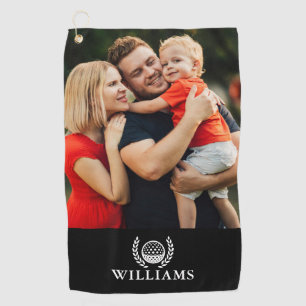 Schwarz-Weiß personalisierter Name Monogramm Foto Golfhandtuch