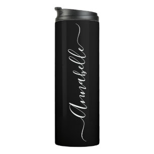Schwarz Weiß personalisierter Name Thermal Tumbler Thermosbecher