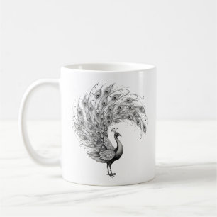 Schwarz-weiß-Pfau Kaffeetasse