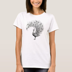 Schwarz-Weiß-Pfau T-Shirt