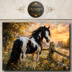 Schwarz-Weiß-Pferd Malerei Wandkunst Pferdeliebhab Seidenpapier