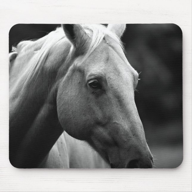 Schwarz Weiß Pferd Mousepad (Vorne)
