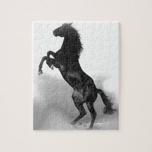 Schwarz Weiß Pferd Puzzle