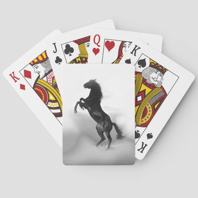 Schwarz Weiß Pferd Spielkarten (Rückseite)