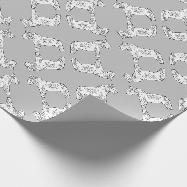 Schwarz-Weiß-Pferde Geschenkpapier (Ecke)